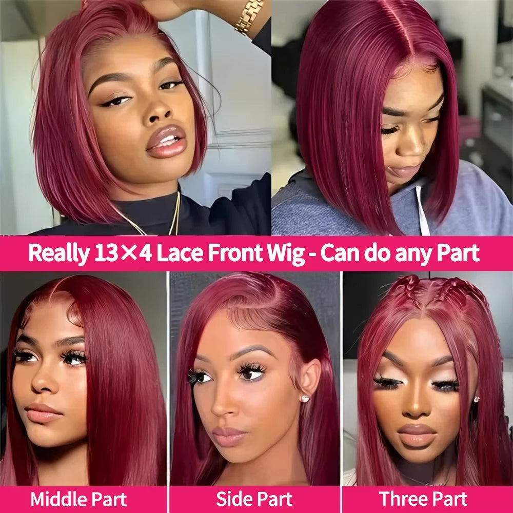 Burgundy Straight Bob Wigs