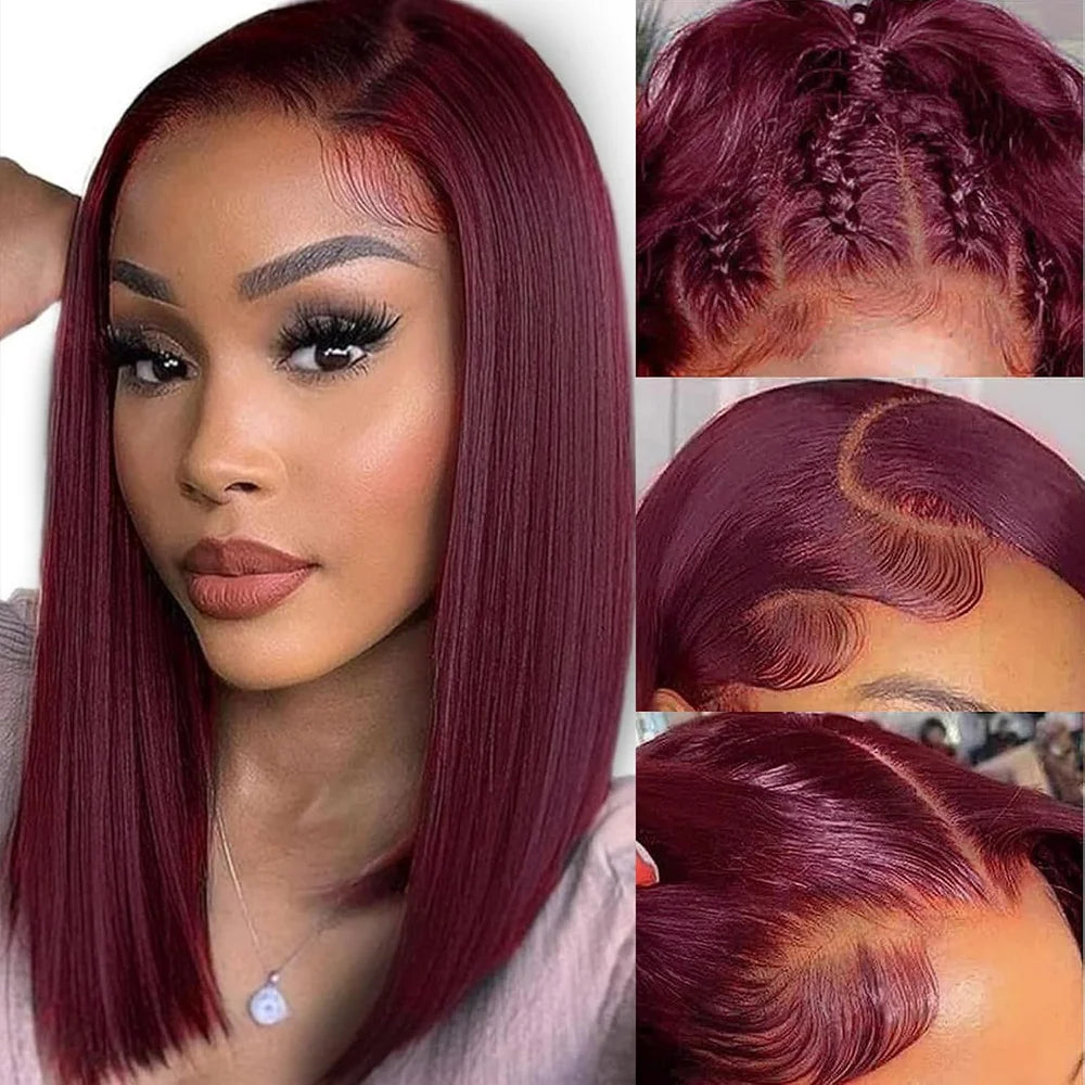 Burgundy Straight Bob Wigs