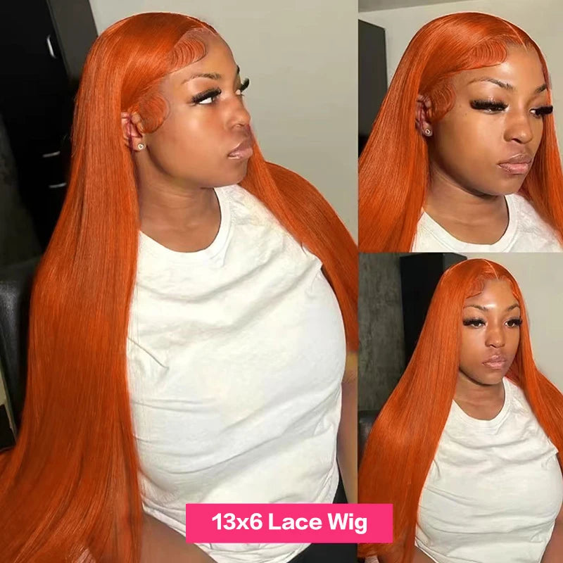 Bone Straight Ginger Orange Wigs