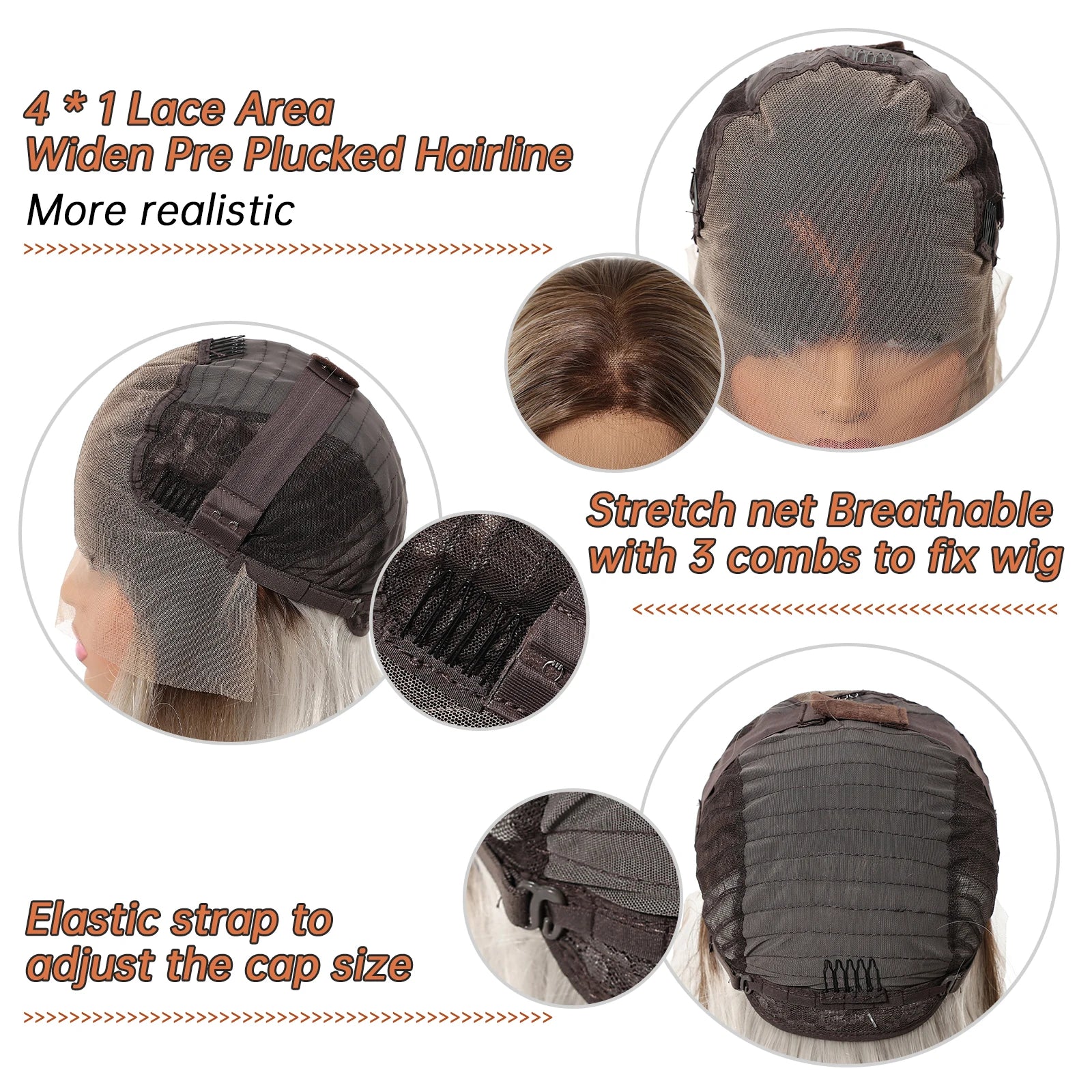 Glueless Ombre Blonde Straight Synthetic Wigs