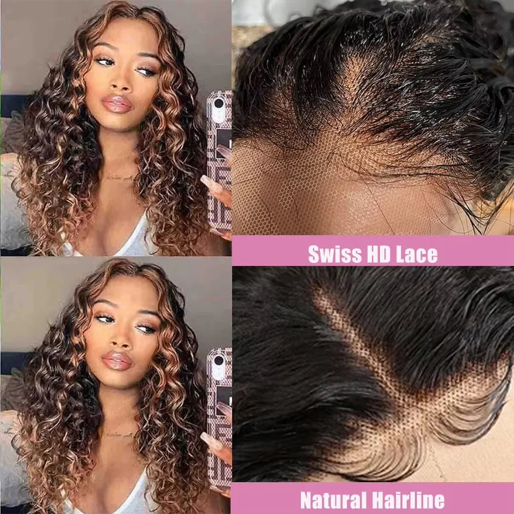 250 Density 1B/30 Highlight Deep Wave Frontal Wigs