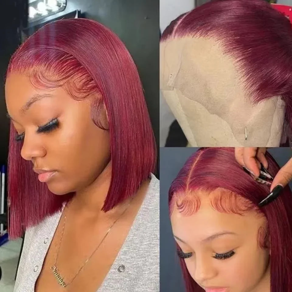 Burgundy Human Hair Wig Bob