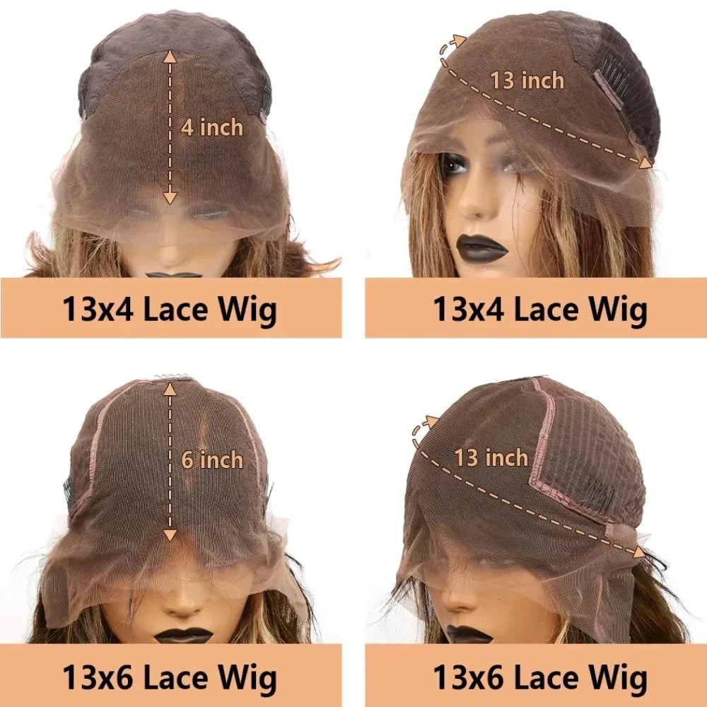 HD Chocolate Brown Bone Straight Lace Front Wigs
