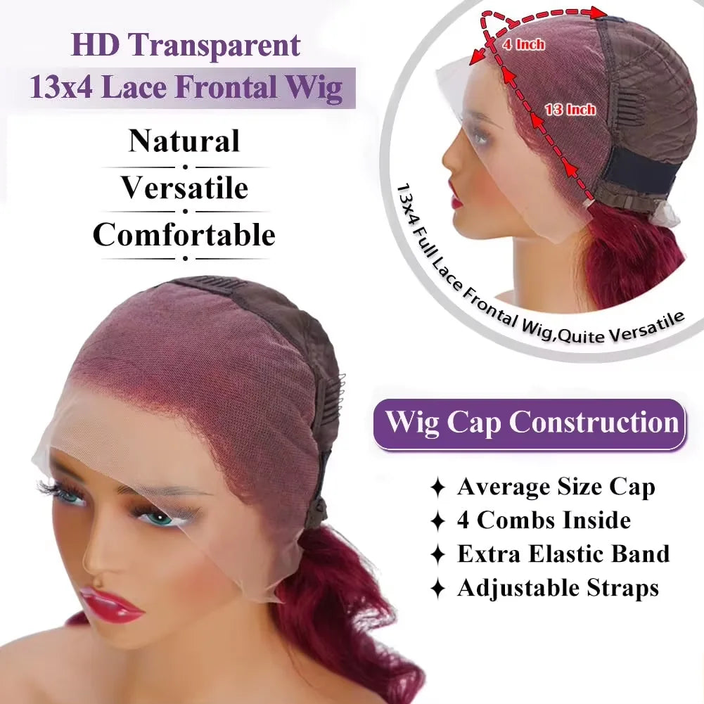Burgundy Deep Curly Glueless Lace Wigs