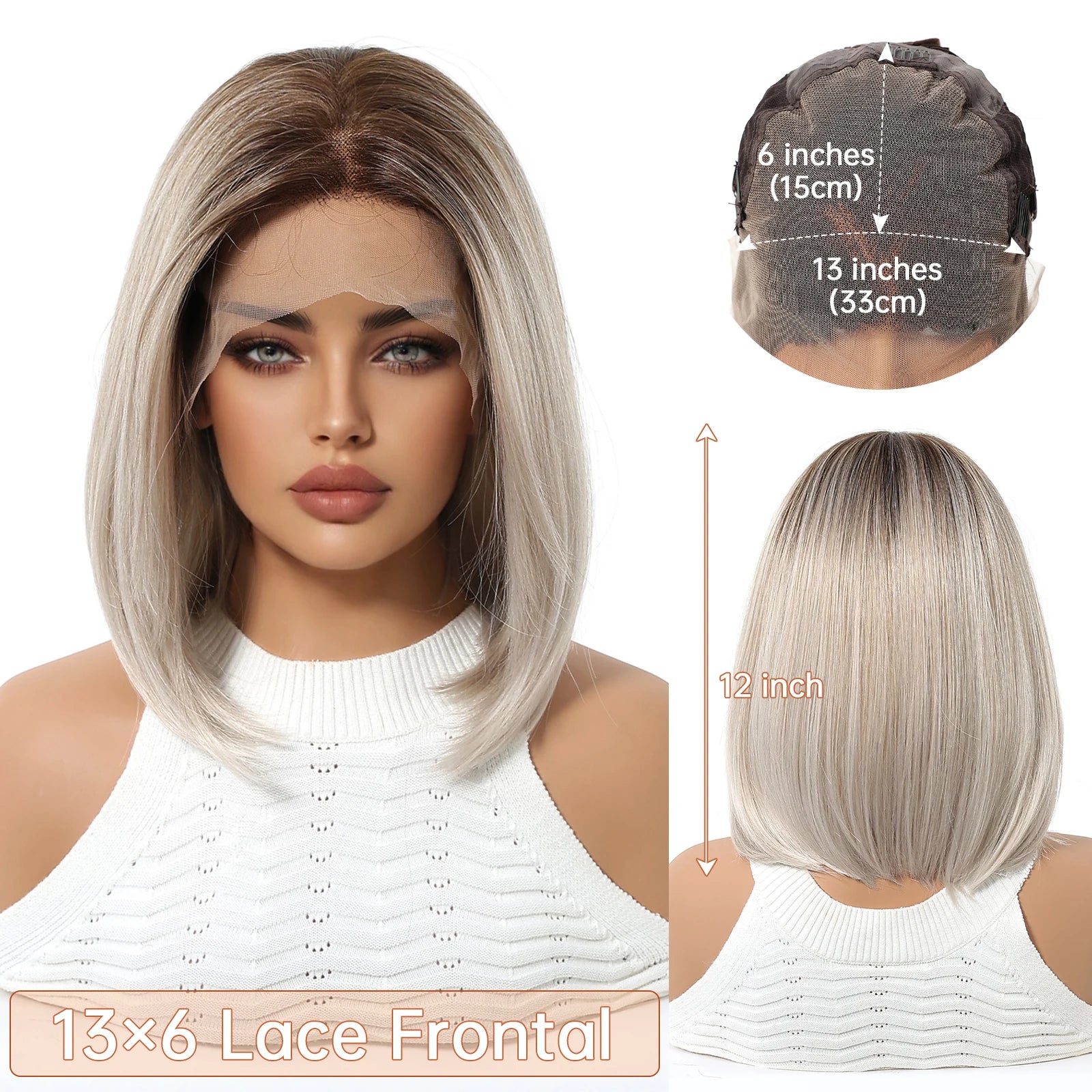 Glueless Ombre Blonde Straight Synthetic Wigs