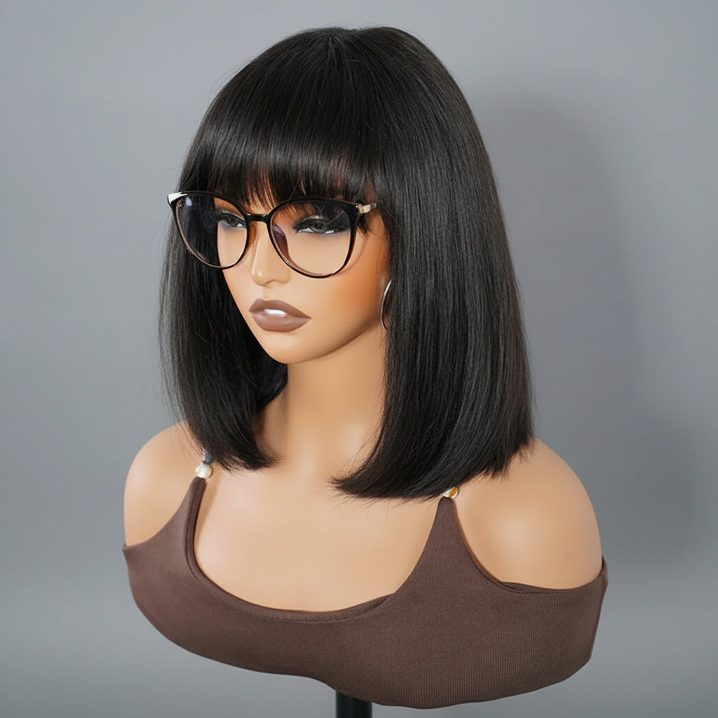 Glueless Straight Human Bob Hair Wigs