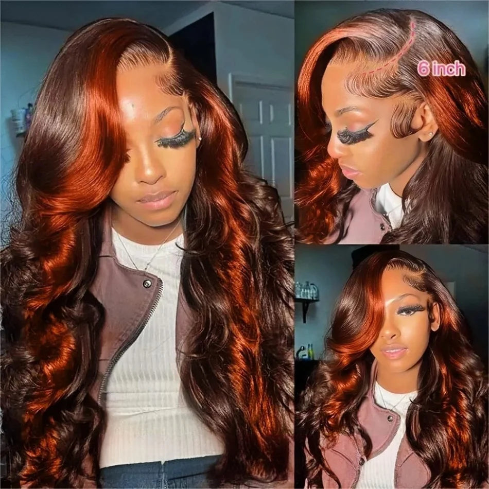 250 Density Highlight Ginger Body Wave Human Hair Wigs