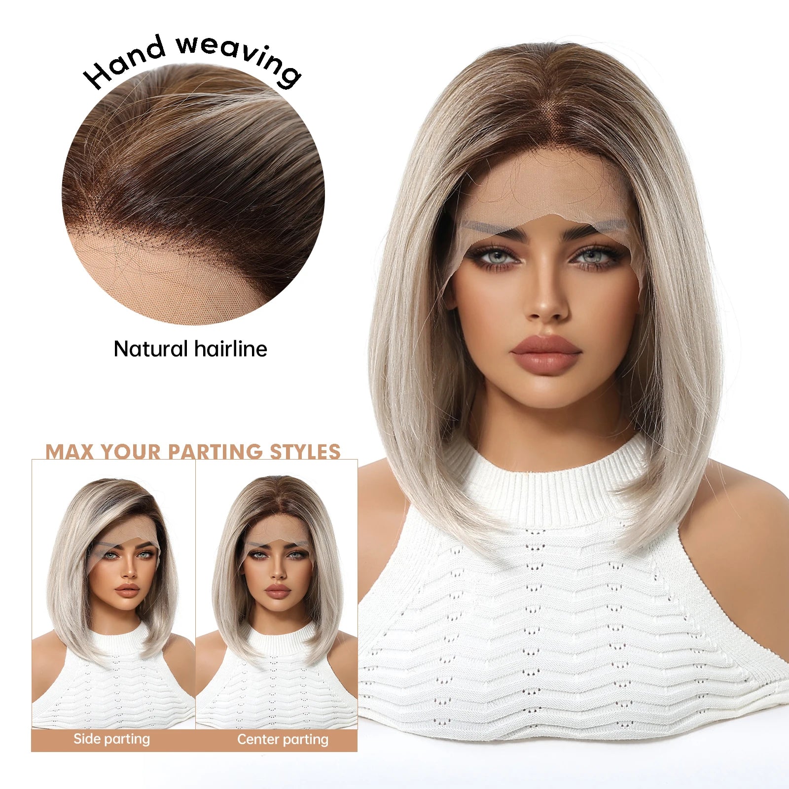 Glueless Ombre Blonde Straight Synthetic Wigs