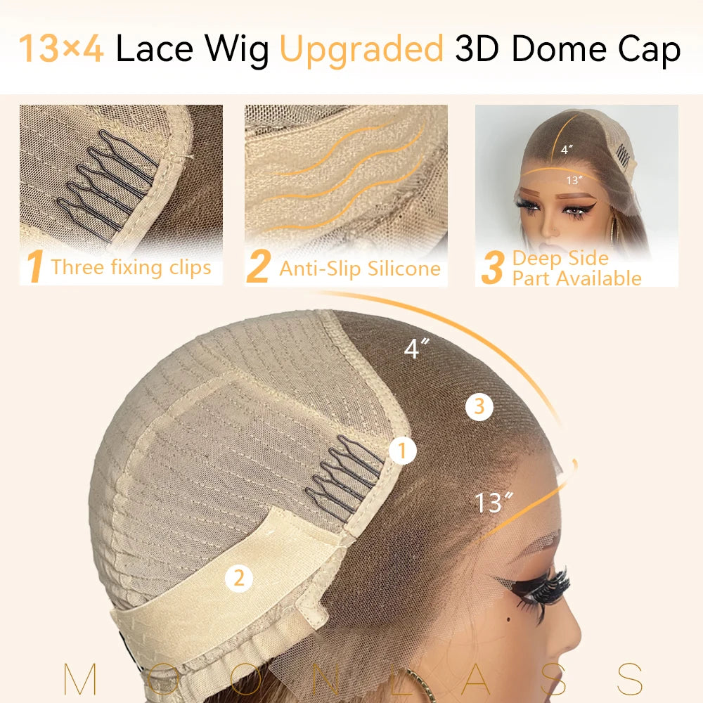 Glueless Highlight Ash Blonde Straight Wig