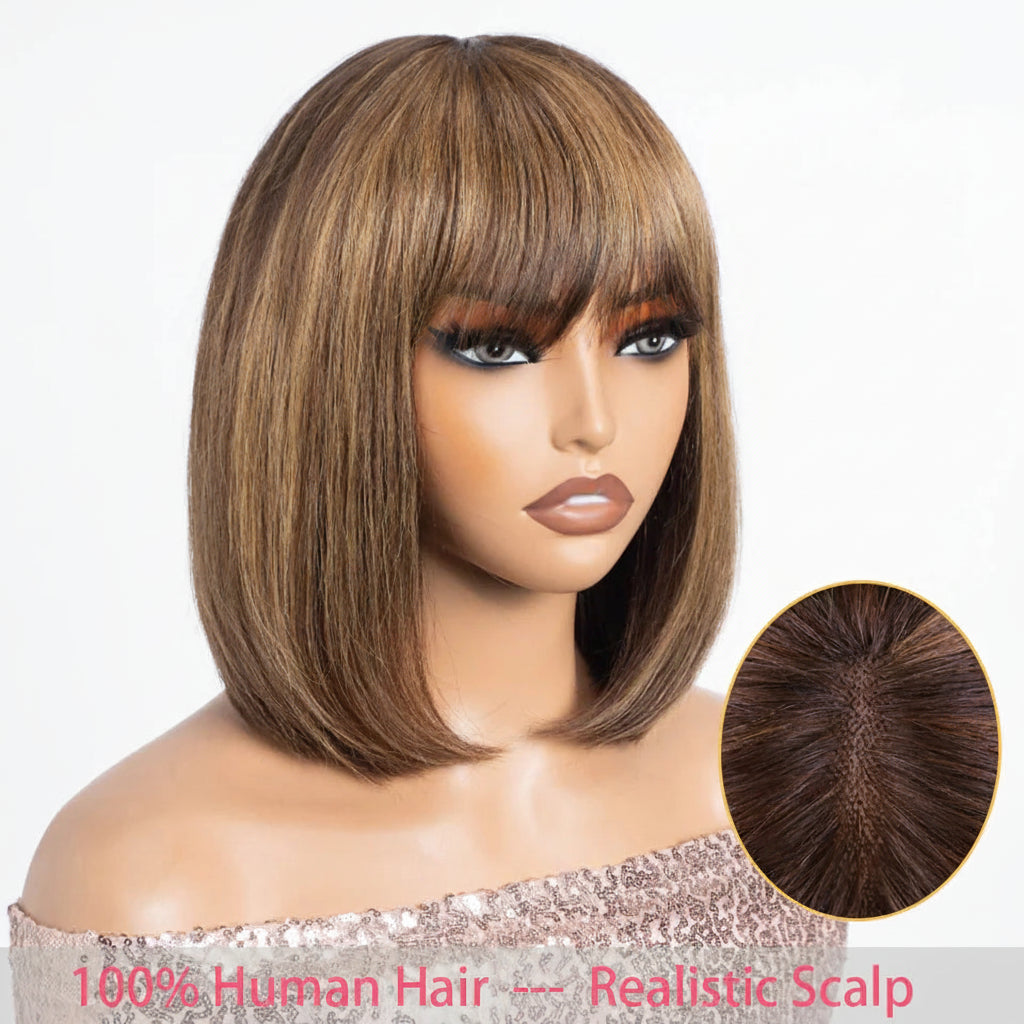 Glueless Straight Human Bob Hair Wigs
