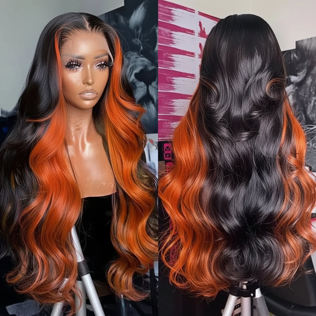 250 Density Highlight Ginger Body Wave Human Hair Wigs