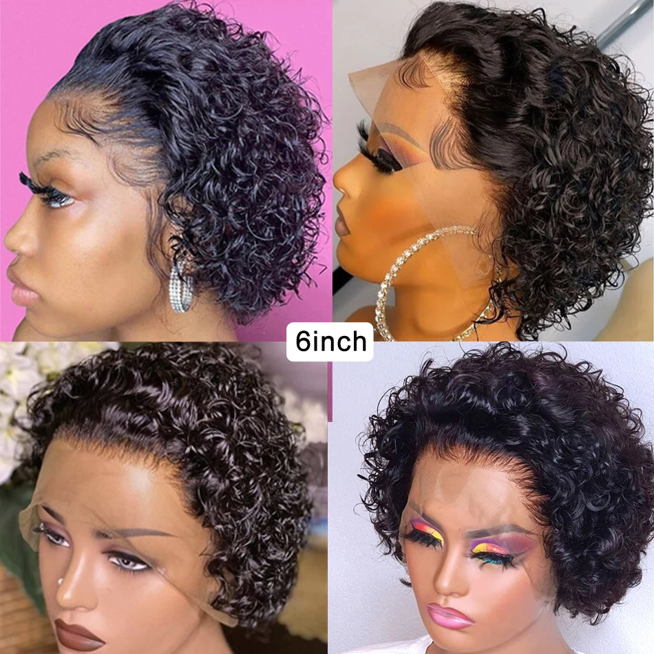 Pixie Cut Human Hair Short Curly Wigs
